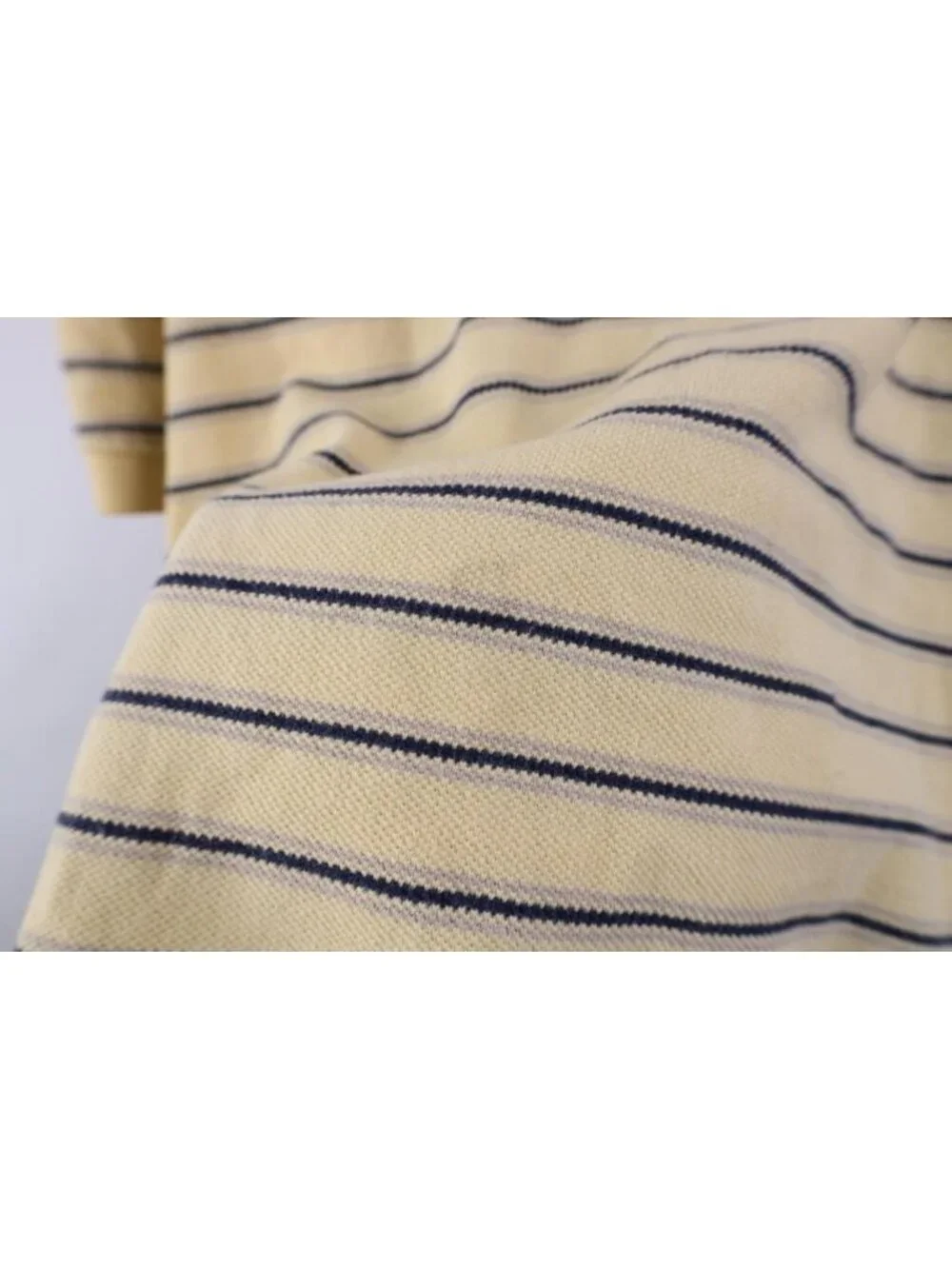 Vtg 90s Streetwear Mens Large Faded Striped Pique Cotton Knit Golf Polo Shirt